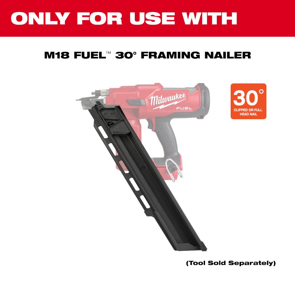 Milwaukee M18 FUEL 30 Degree Framing Nailer Extended Capacity Magazine - Flockneti