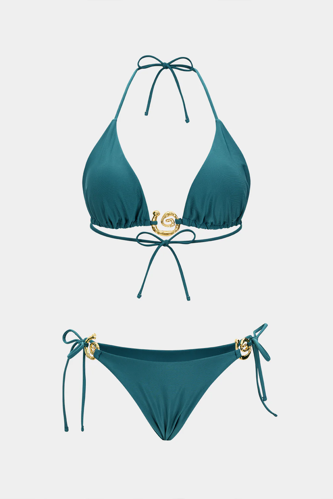 Metallic Decor Tie-Up Bikini Set - Flockneti