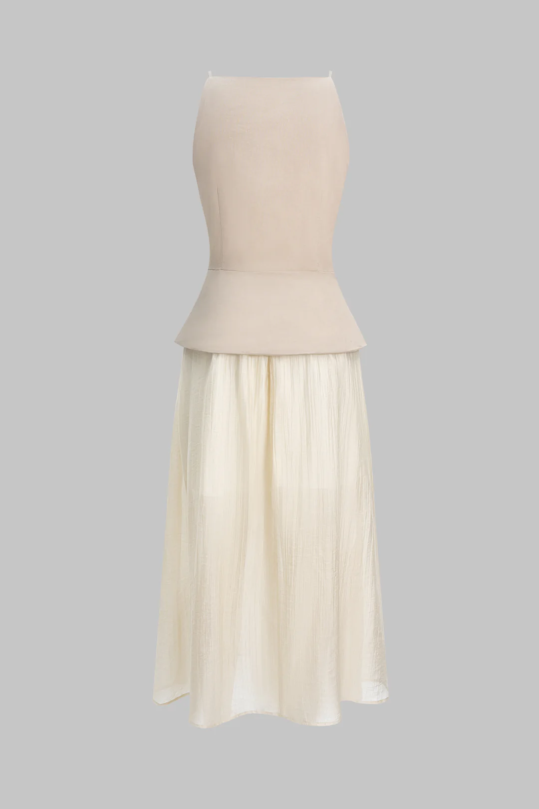 Fake Pocket Patchwork Button Ruched Sleeveless Maxi Dress - Flockneti