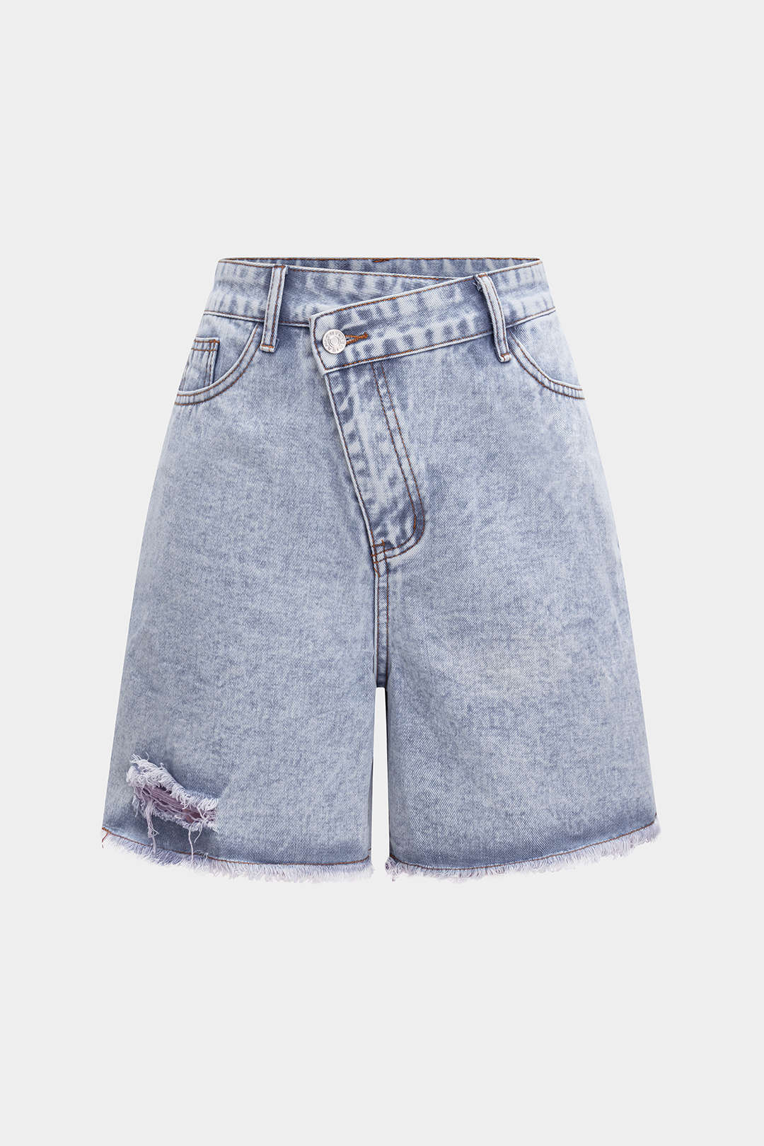 Denim High Waist Ripped Jorts Shorts - Flockneti
