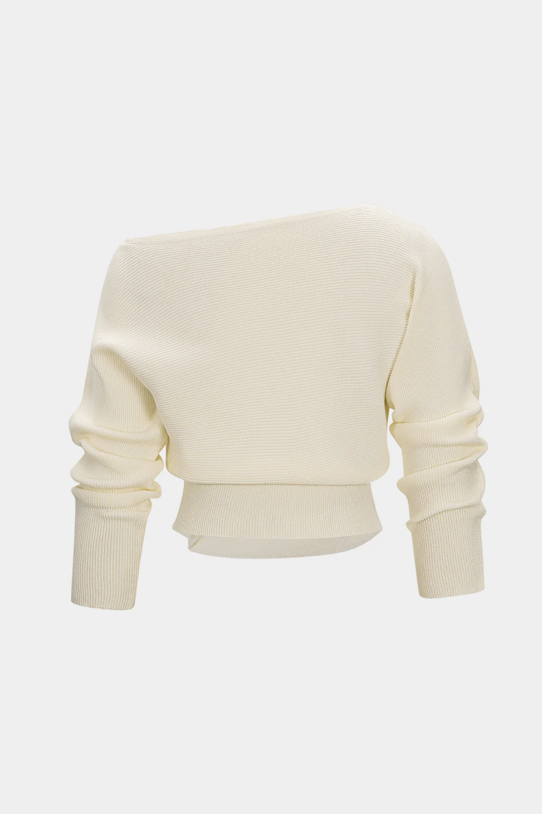 Asymmetrical Ruched Batwing Long-Sleeve Top - Flockneti