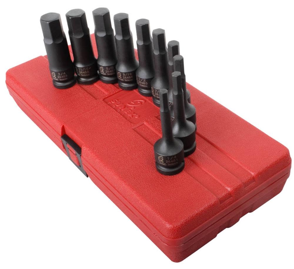 Sunex 1/2 In. Drive SAE Impact Hex Driver Set 10 pc. - Flockneti