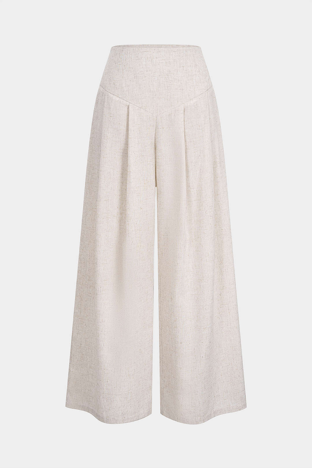 Linen High Waist Pleated Pants - Flockneti
