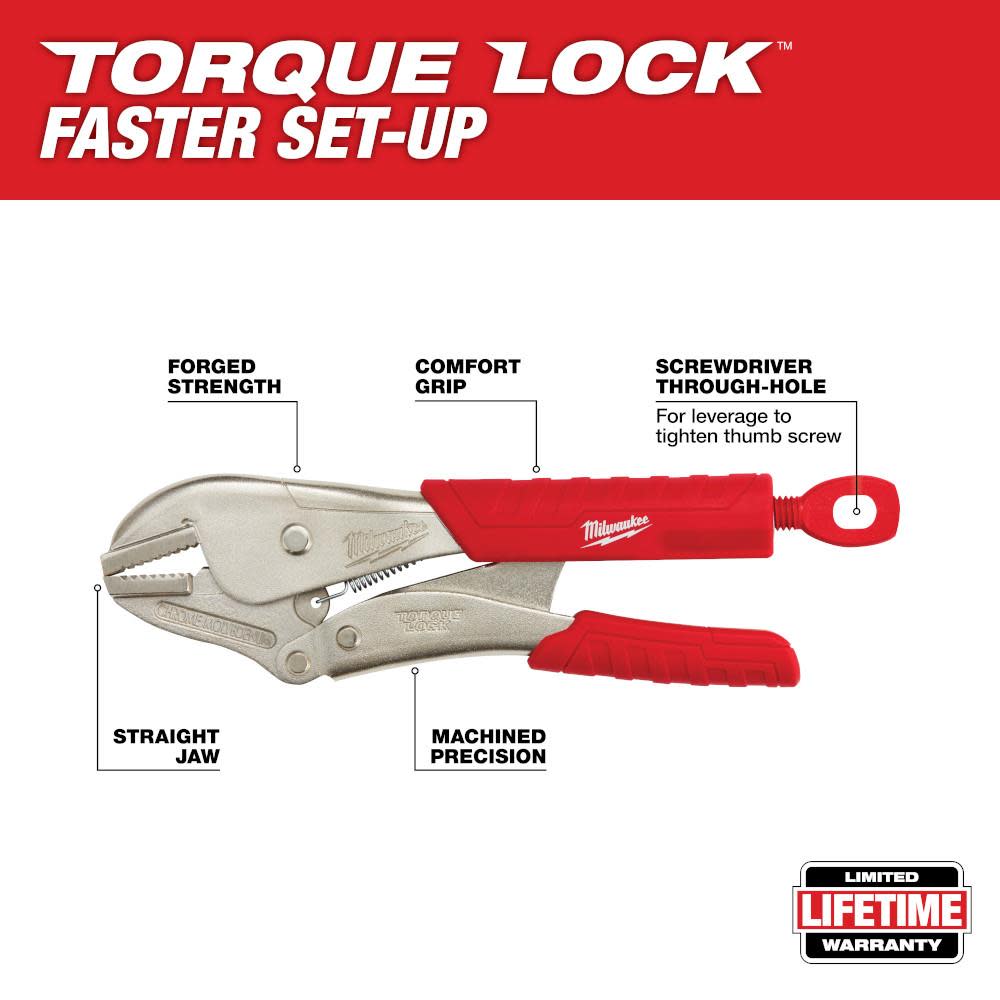 Milwaukee 10″ Straight Jaw Pliers with Grip - Flockneti