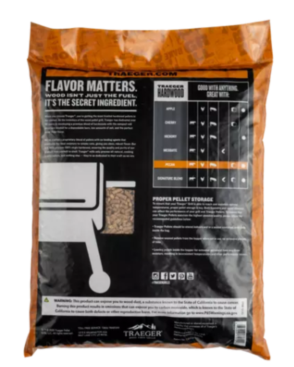 Traeger Pecan BBQ Wood Pellets 20lb Bag - Flockneti