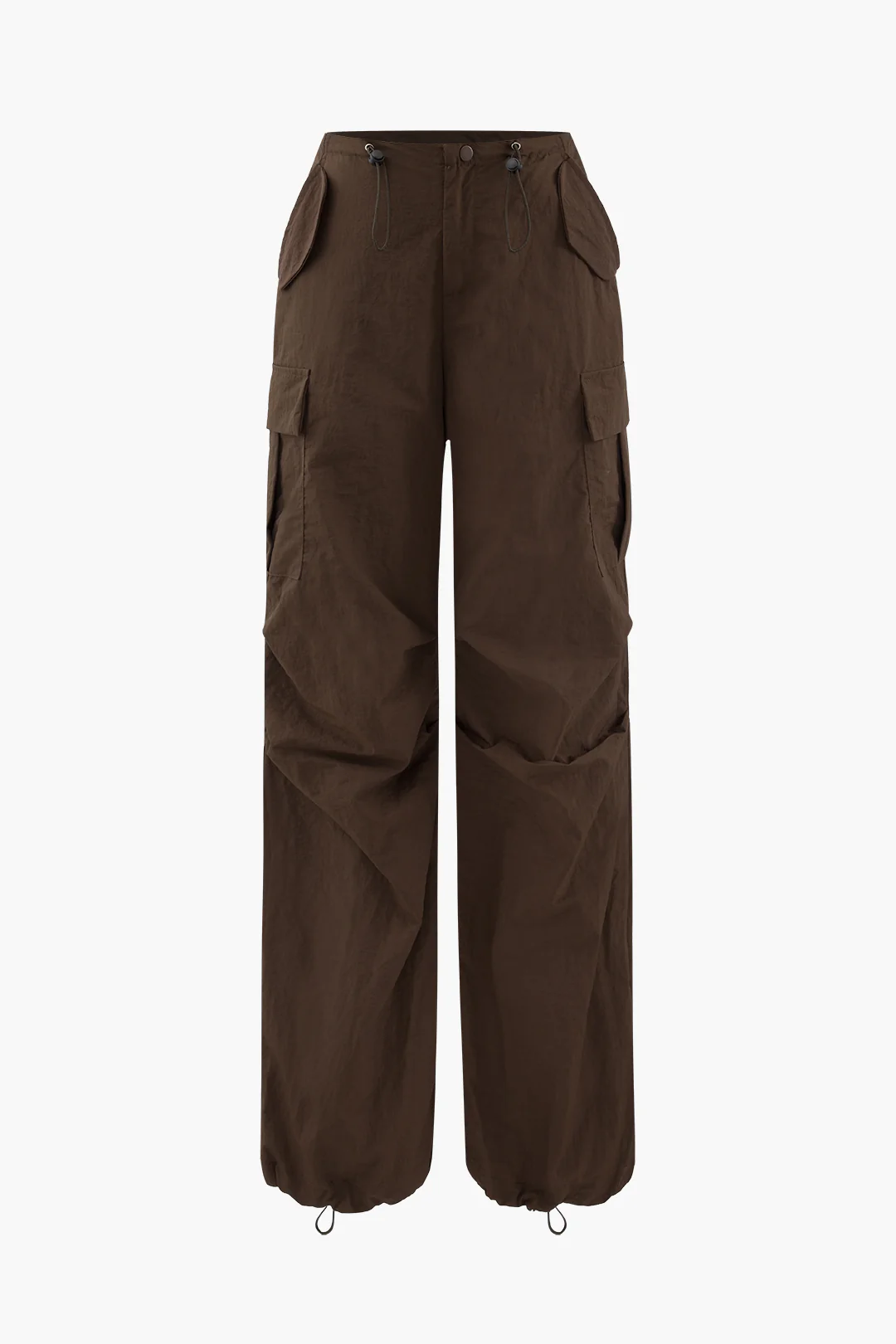 Ruched Drawstring Pocket Low Waist Pants - Flockneti