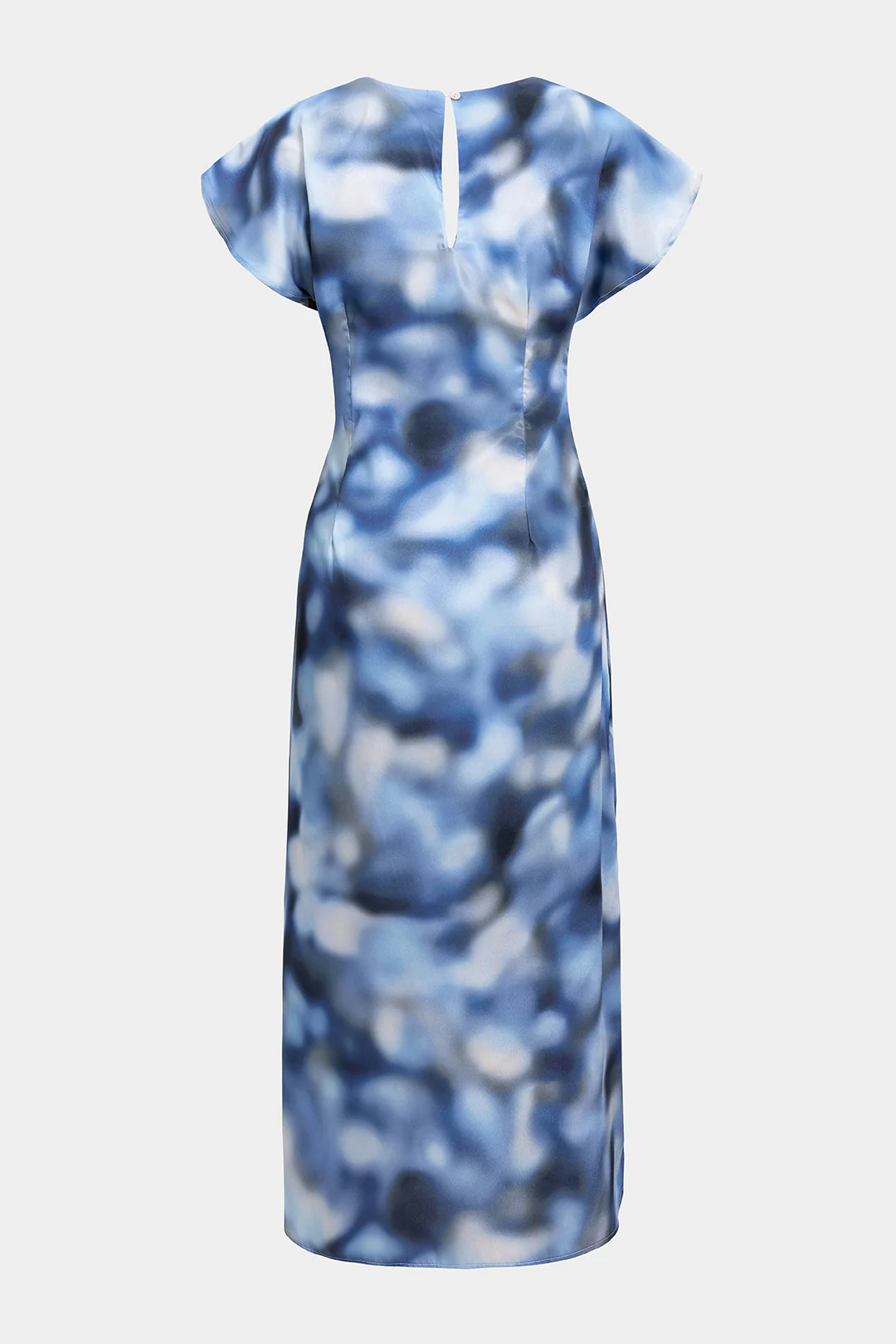 Tie Dye Print Chiffon Hollow Out Side Slit Sleeveless Maxi Dress - Flockneti