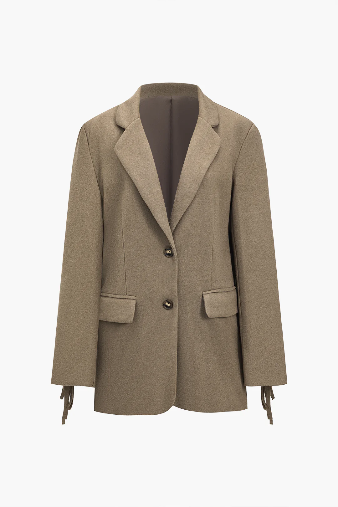 Suede Button Fringe Blazer - Flockneti