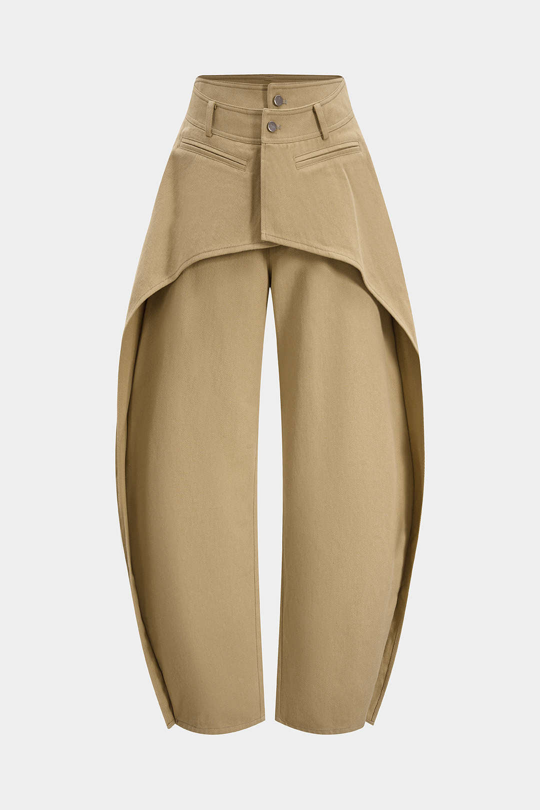 Double Waistband Cut Out Pocket Trousers - Flockneti