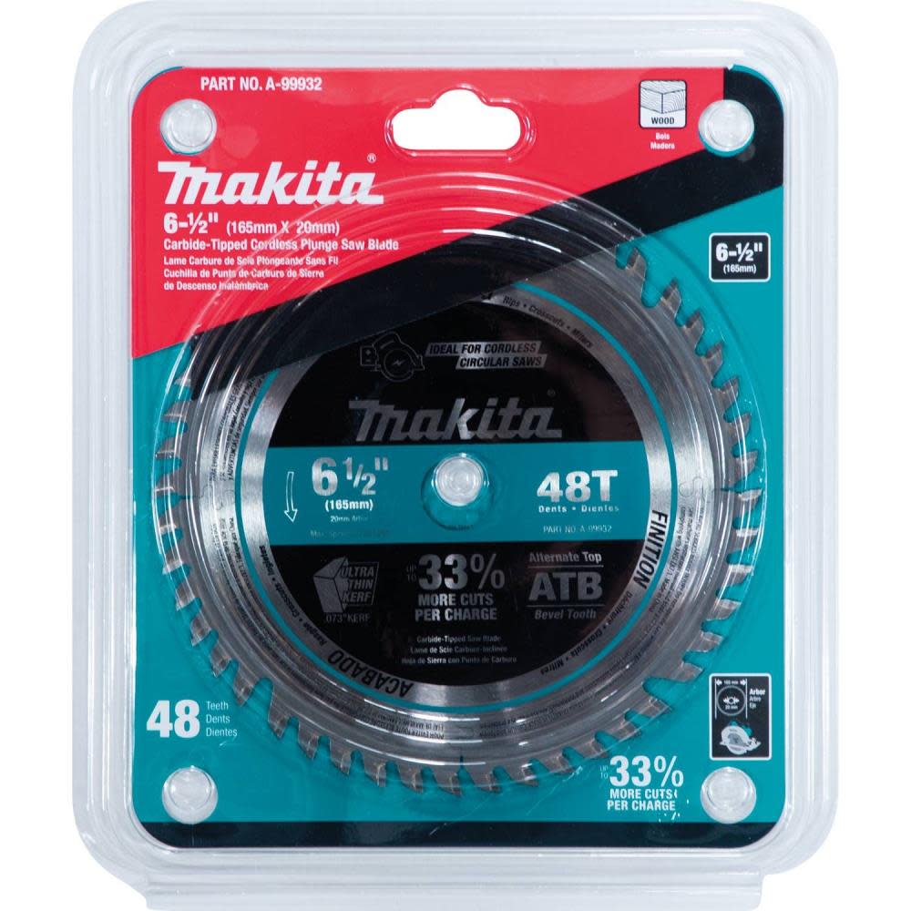 Makita 6-1/2″ 48T Carbide-Tipped Cordless Plunge Saw Blade - Flockneti