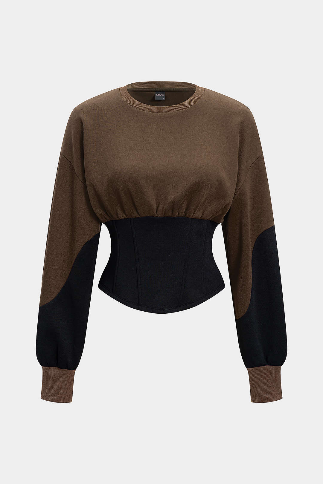 Contrast Asymmetrical Round Neck Sweatshirt - Flockneti