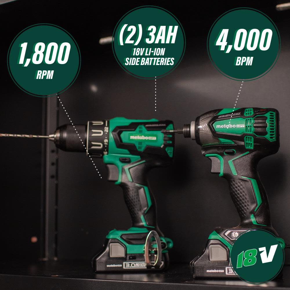Metabo HPT 18V BL 2 Piece Combo Kit With Triple Hammer - Flockneti