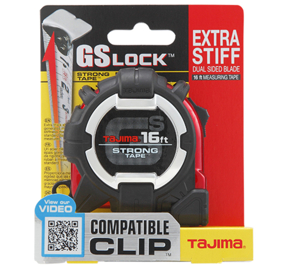 Tajima GS LOCK Measuring Tape 16′ x 1″ with Compatible Clip - Flockneti