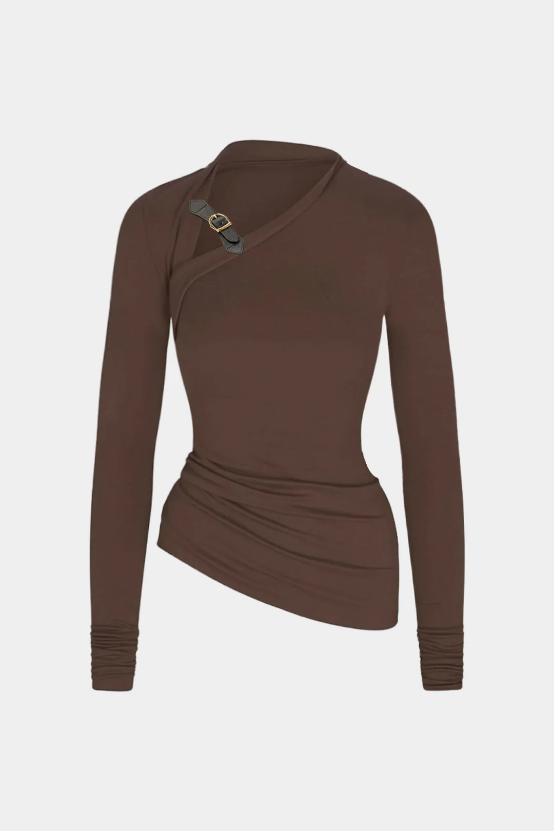 Asymmetrical Ruched Long-Sleeve Top - Flockneti