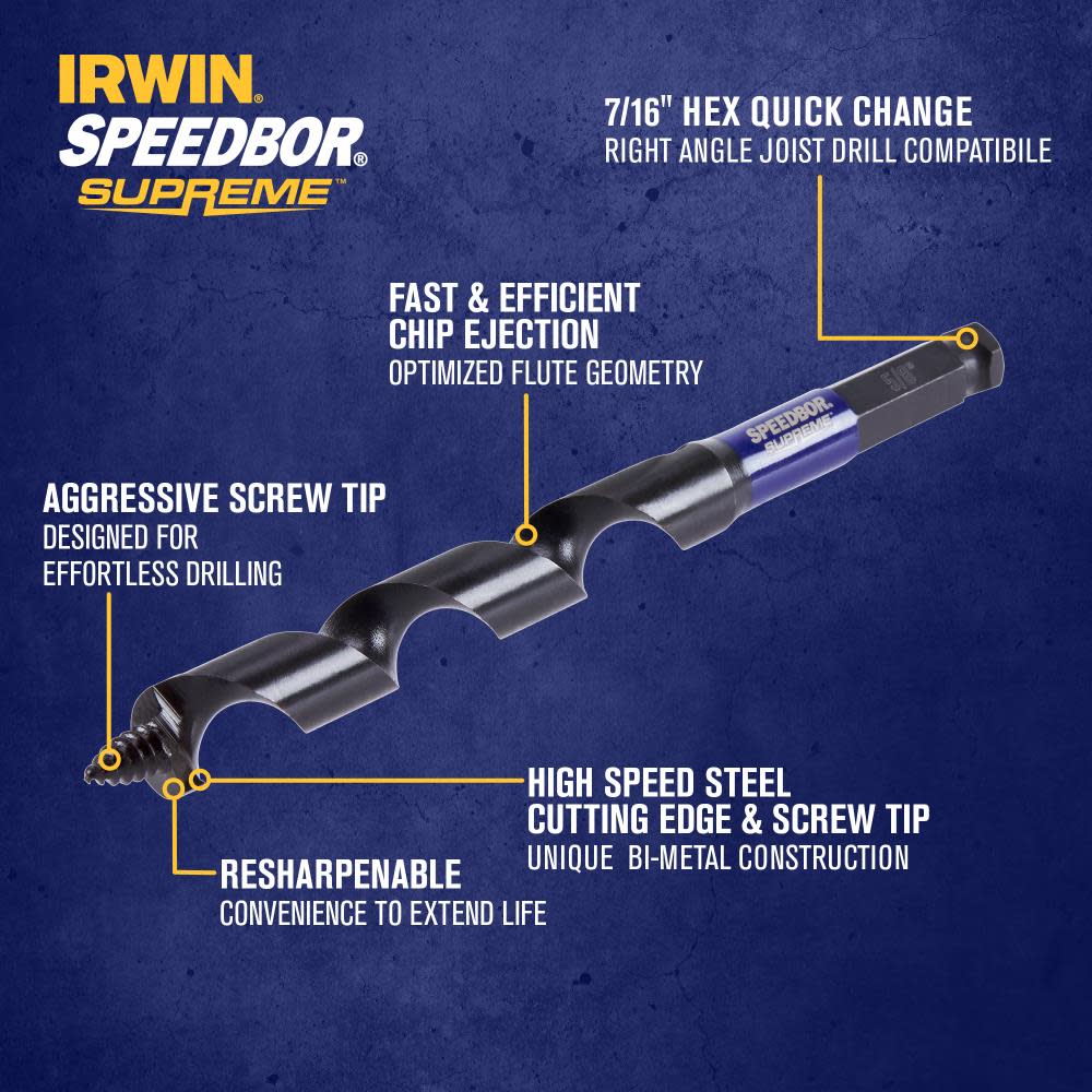 Irwin SPEEDBOR SUPREME Auger Bit 5/8″ X 7 1/2″ - Flockneti