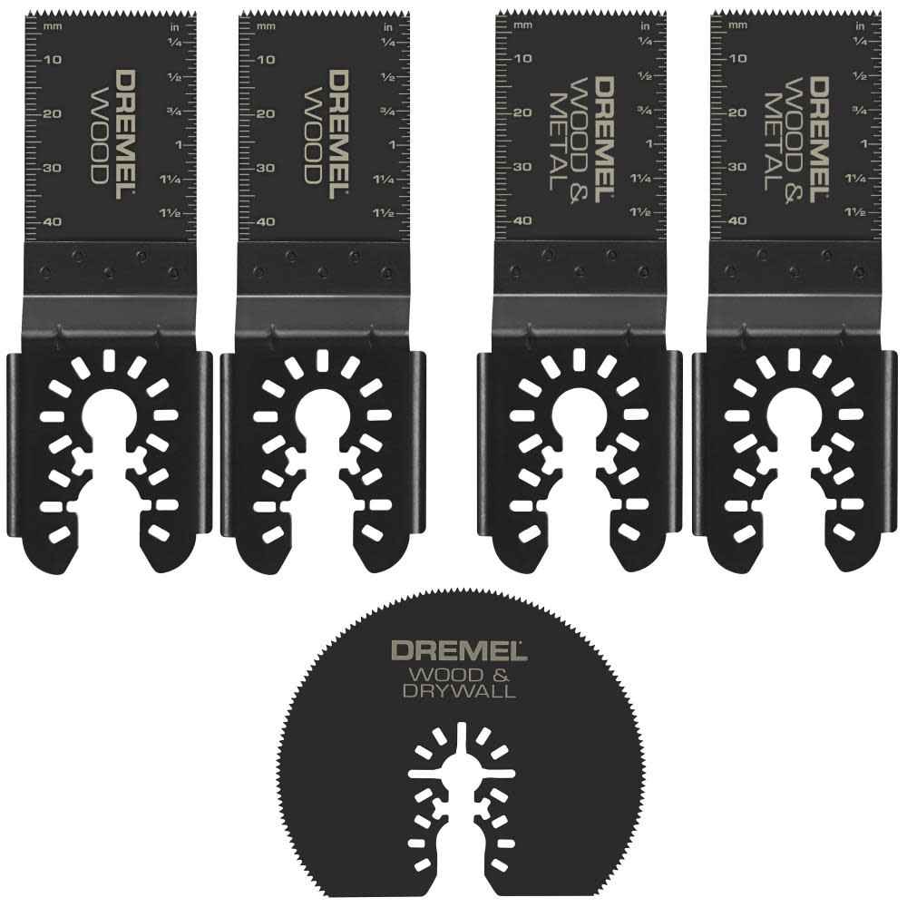 Dremel Cutting Set Including a Mix of Drywall Wood and Wood & Metal Dual Interface Oscillating Blades 5pc - Flockneti