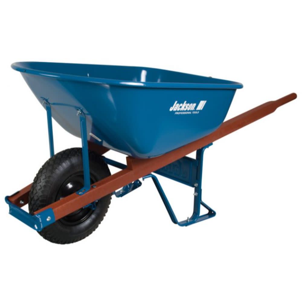 Jackson 6 cu. ft. Steel Contractor Wheelbarrow with Single Knobby Tire - Flockneti