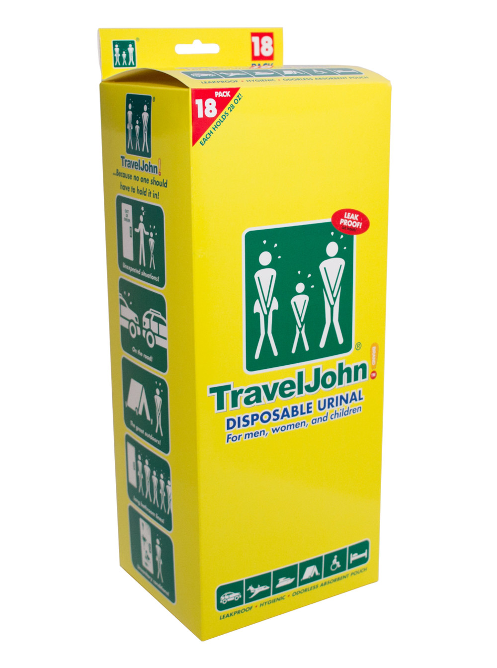 Travel John Non-Toxic Odorless Unisex Deluxe Disposable Urinal Bag – 18/Pack - Flockneti