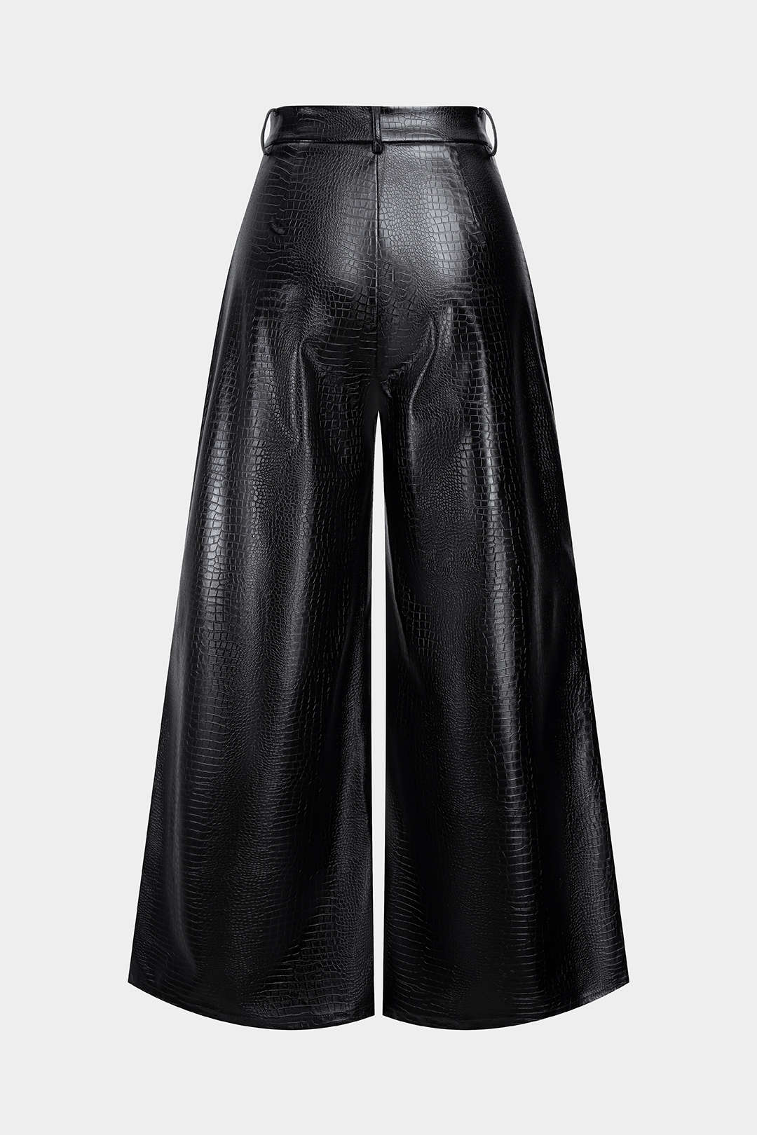Crocodile Print Faux Leather High Waist Pants - Flockneti
