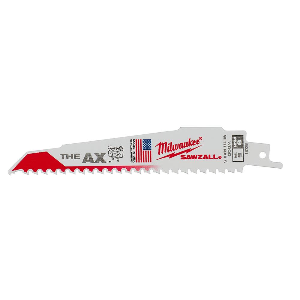 Milwaukee 6 in. 5 TPI The Ax SAWZALL Blade 25PK - Flockneti