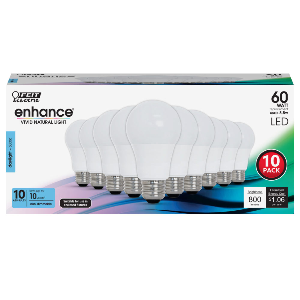 Feit Electric 60W A19 5000K General Purpose LED Bulb 10pk - Flockneti