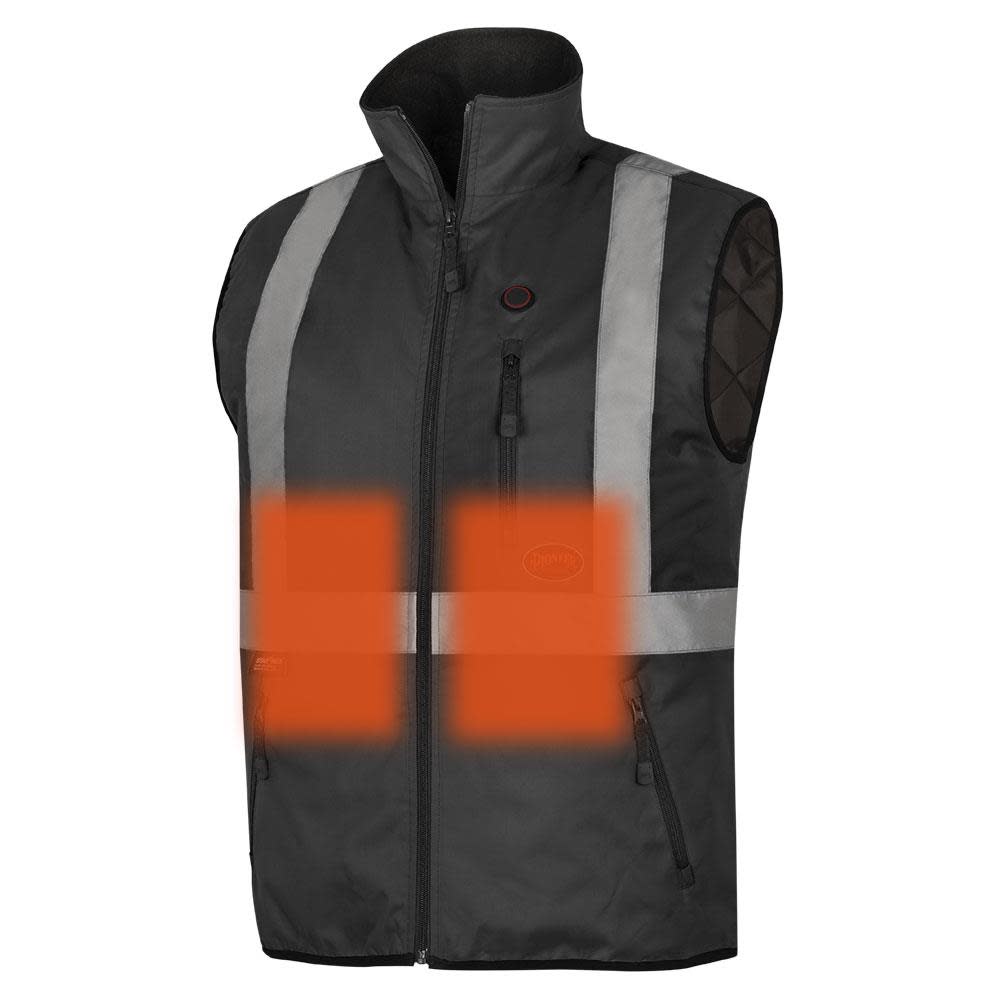 Pioneer 5419U Hi Vis Heated Safety Vest Black XL - Flockneti