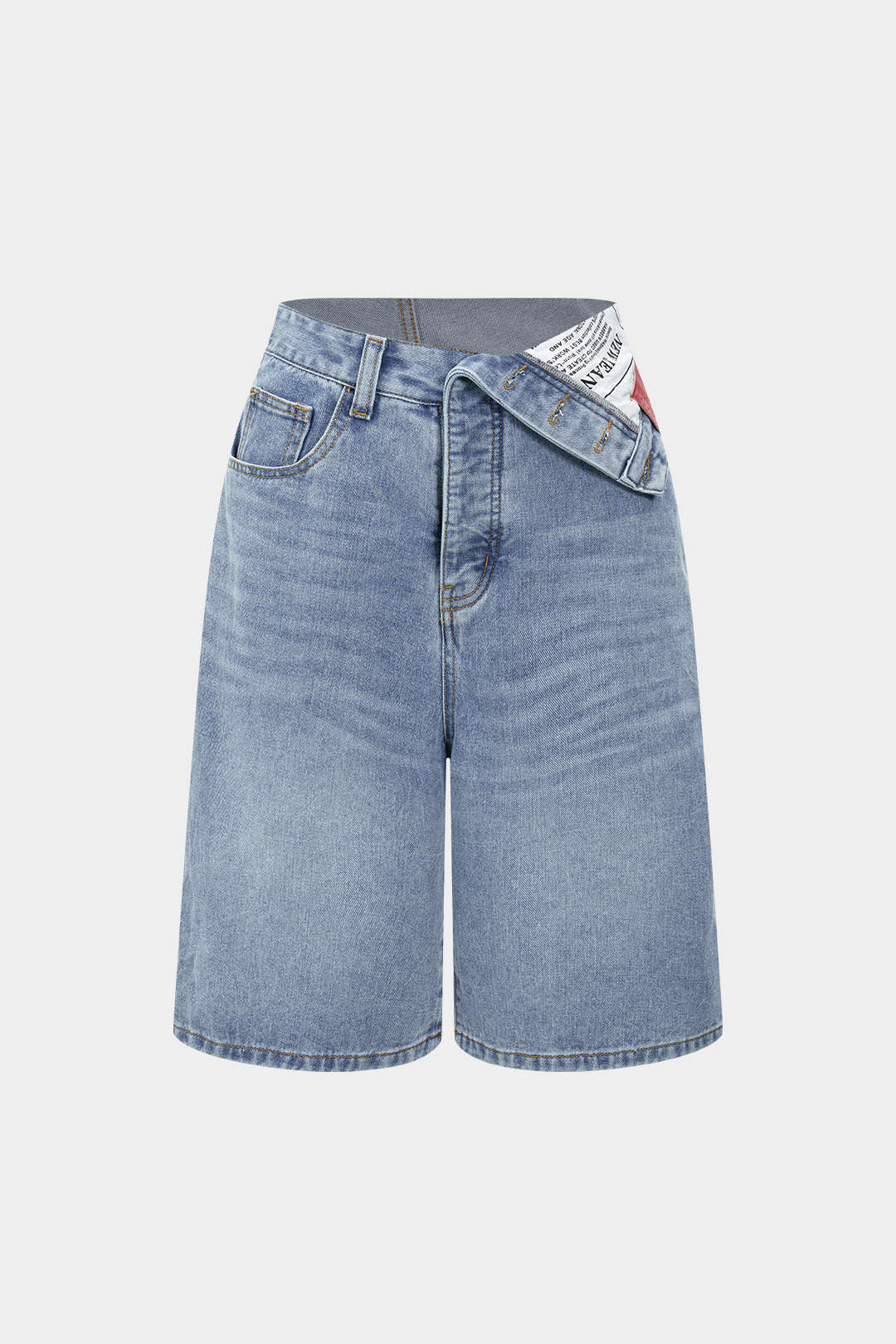 Denim Asymmetrical Pocket Shorts - Flockneti