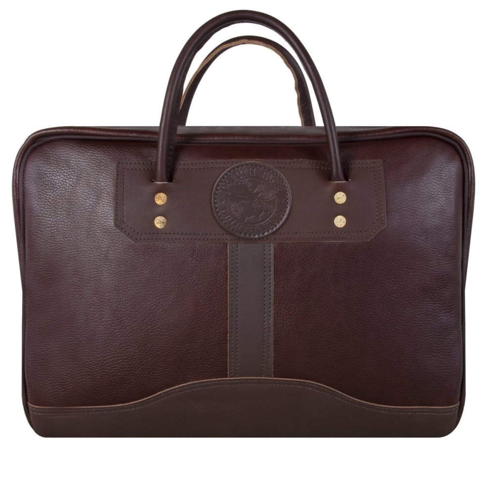 Duluth Pack 23 Liter Capacity Brown Pebbled Leather Computer Briefcase - Flockneti