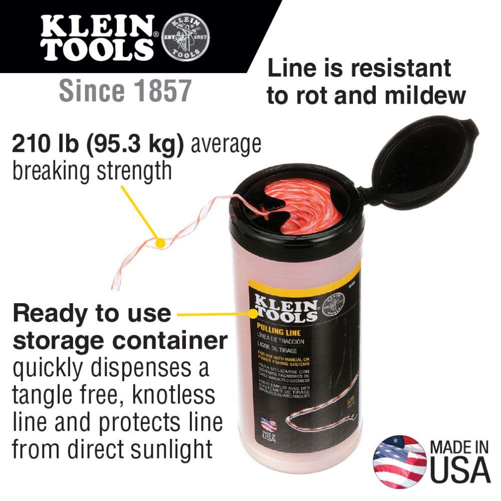 Klein Tools Pull Line with Orange Tracer 500 ft - Flockneti
