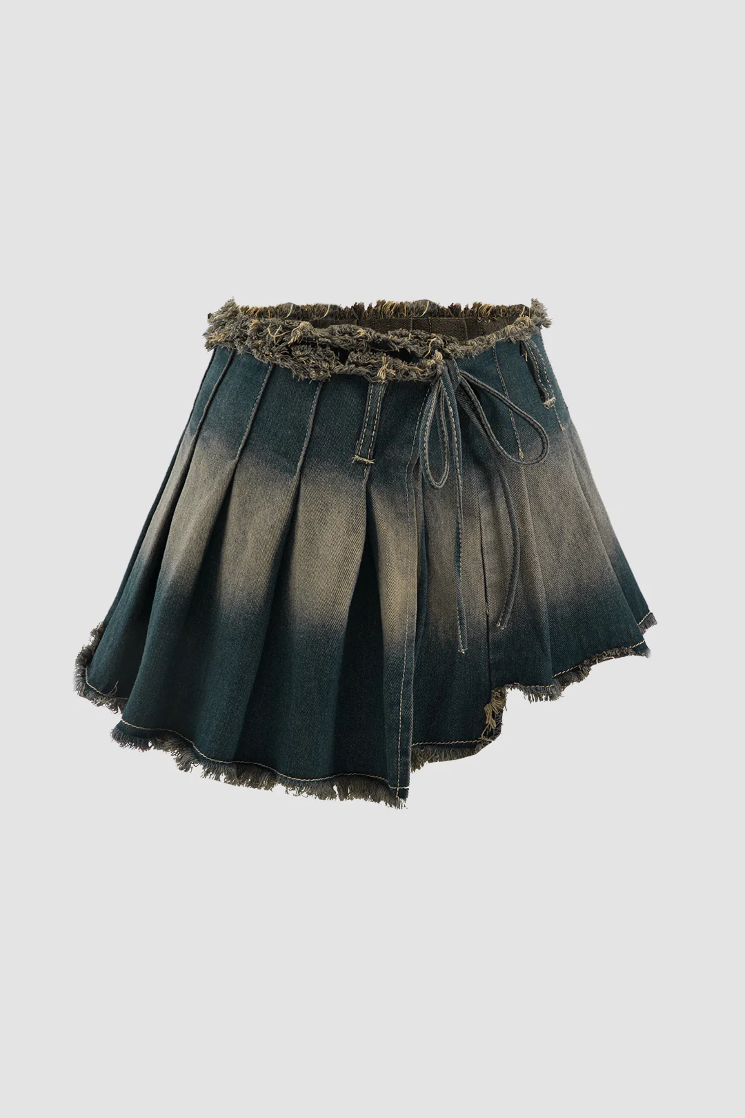 Denim Ruched Asymmetrical Skirt - Flockneti