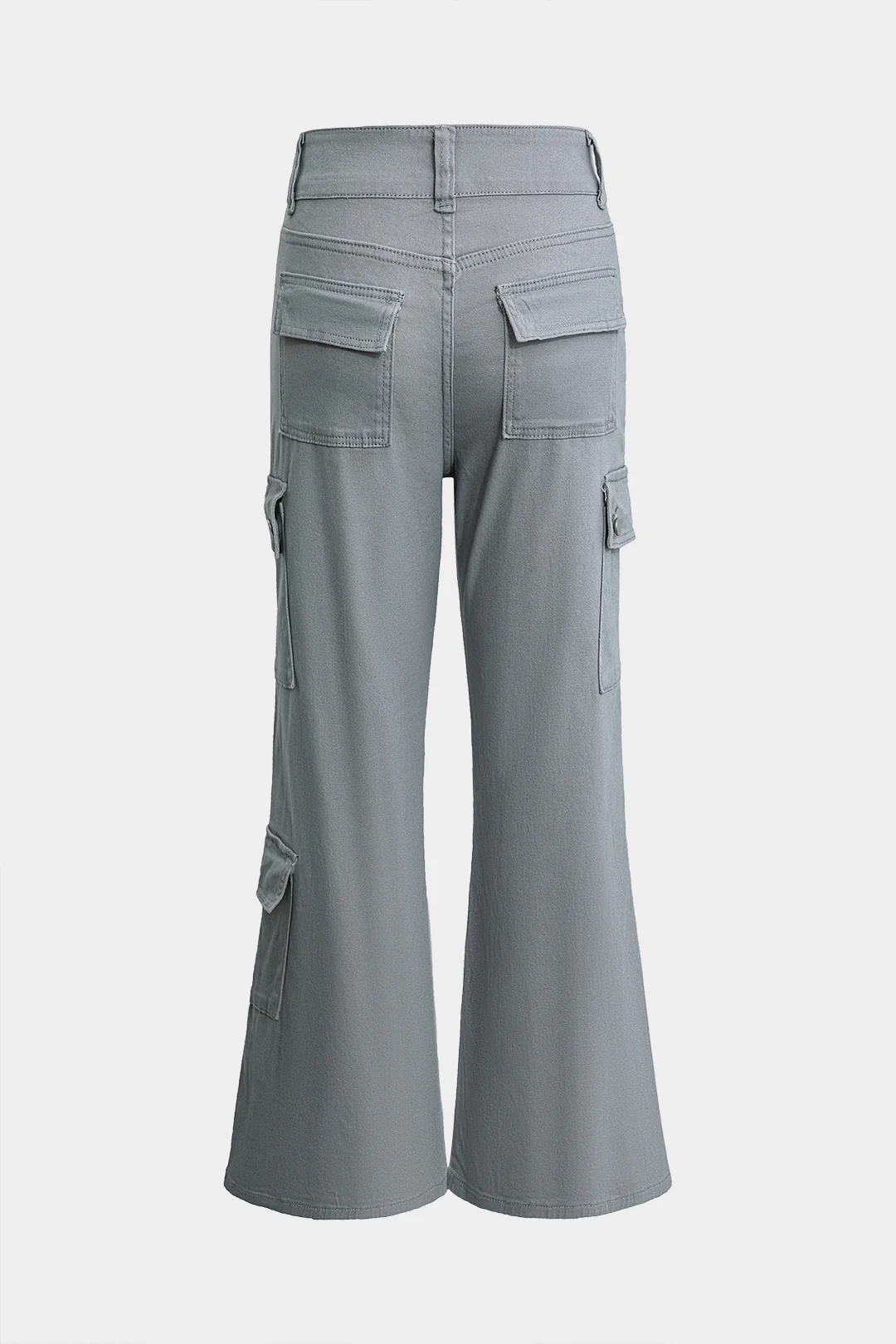 Denim Multi-Pocket High-Waist Flared Pants - Flockneti