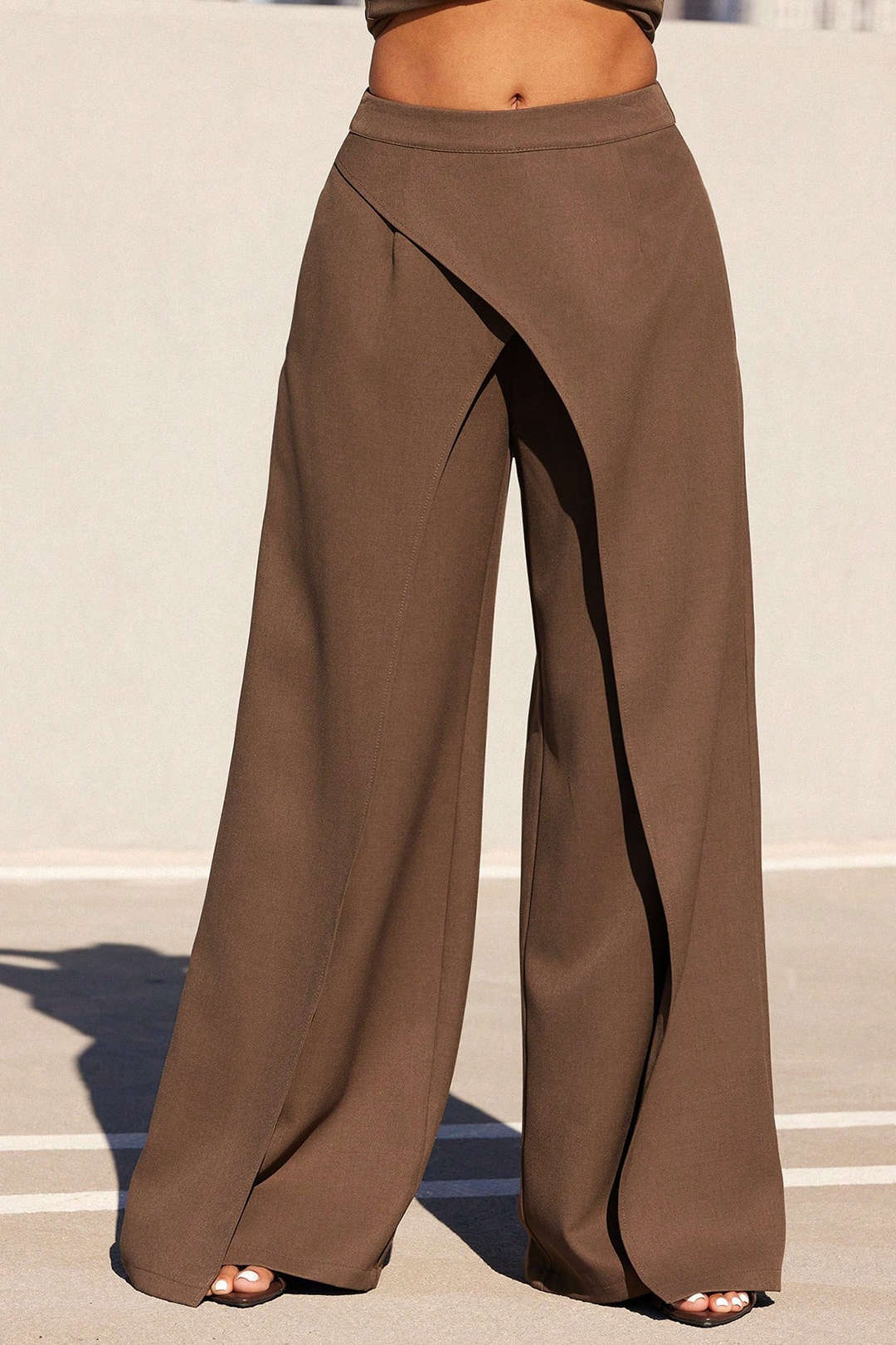 Asymmetrical High-Waist Wide-Leg Pants - Flockneti