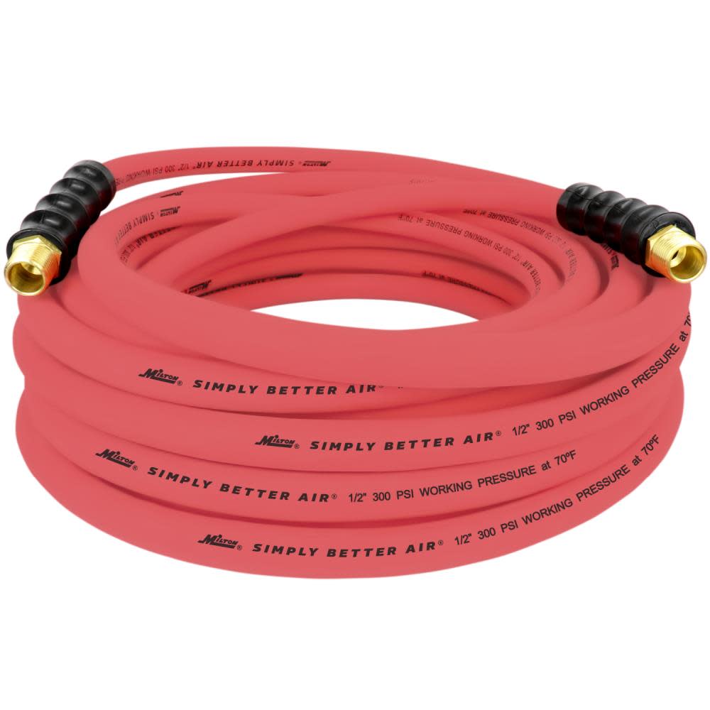 Milton ULR 1/2″ ID x 50′ (1/2″ MNPT) Ultra Lightweight Rubber Air Hose for Extreme Environments - Flockneti