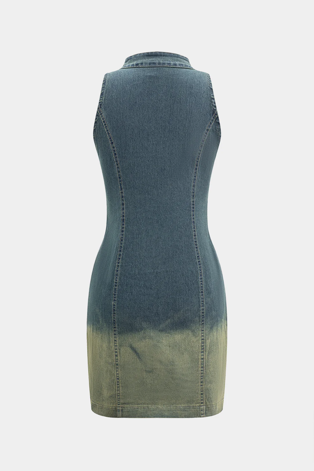 Denim Zipper Tank Sleeveless Dress - Flockneti