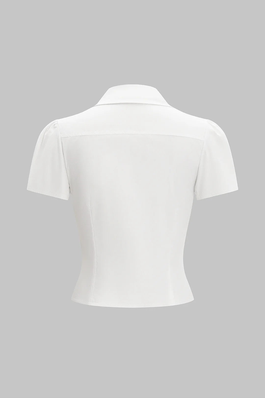 V-Neck Pleated Button Short-Sleeve Shirt - Flockneti