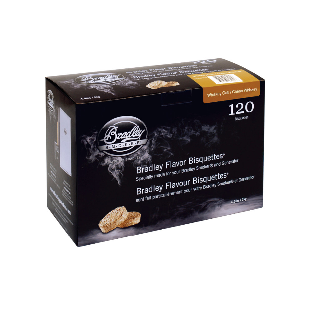 Bradley Smoker Smoking Bisquettes Whiskey Oak Wood 120pk - Flockneti