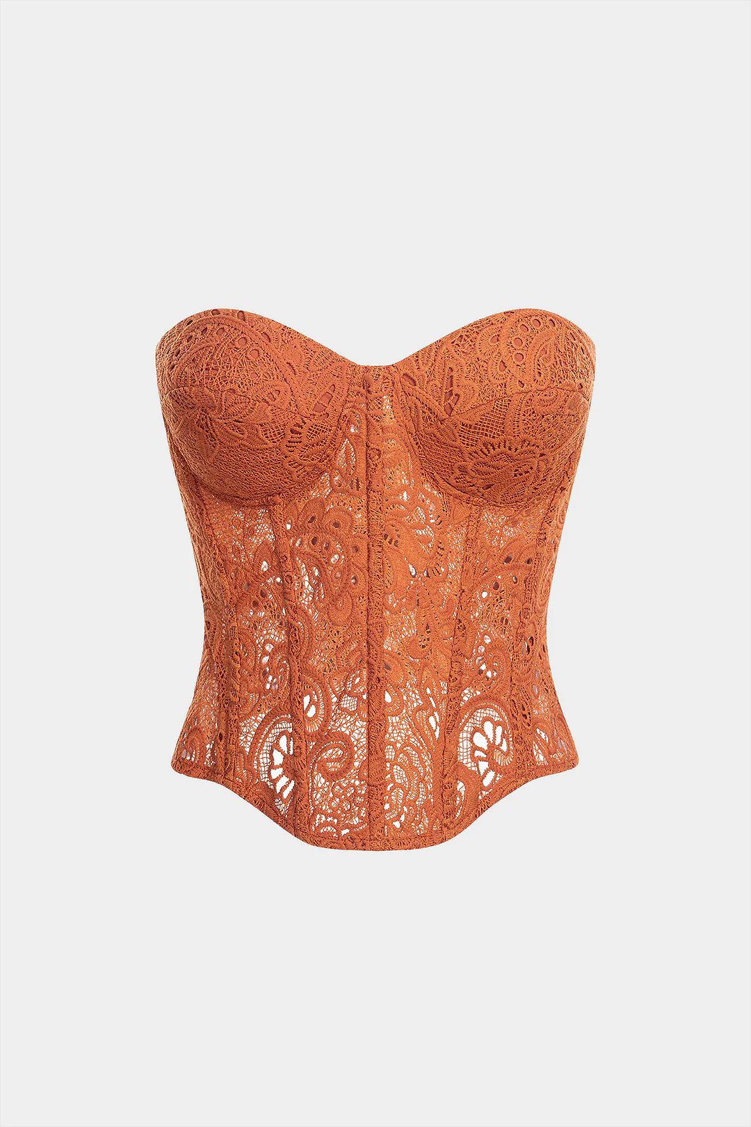Lace Embroidery Zipper Hollow Out Tube Top - Flockneti