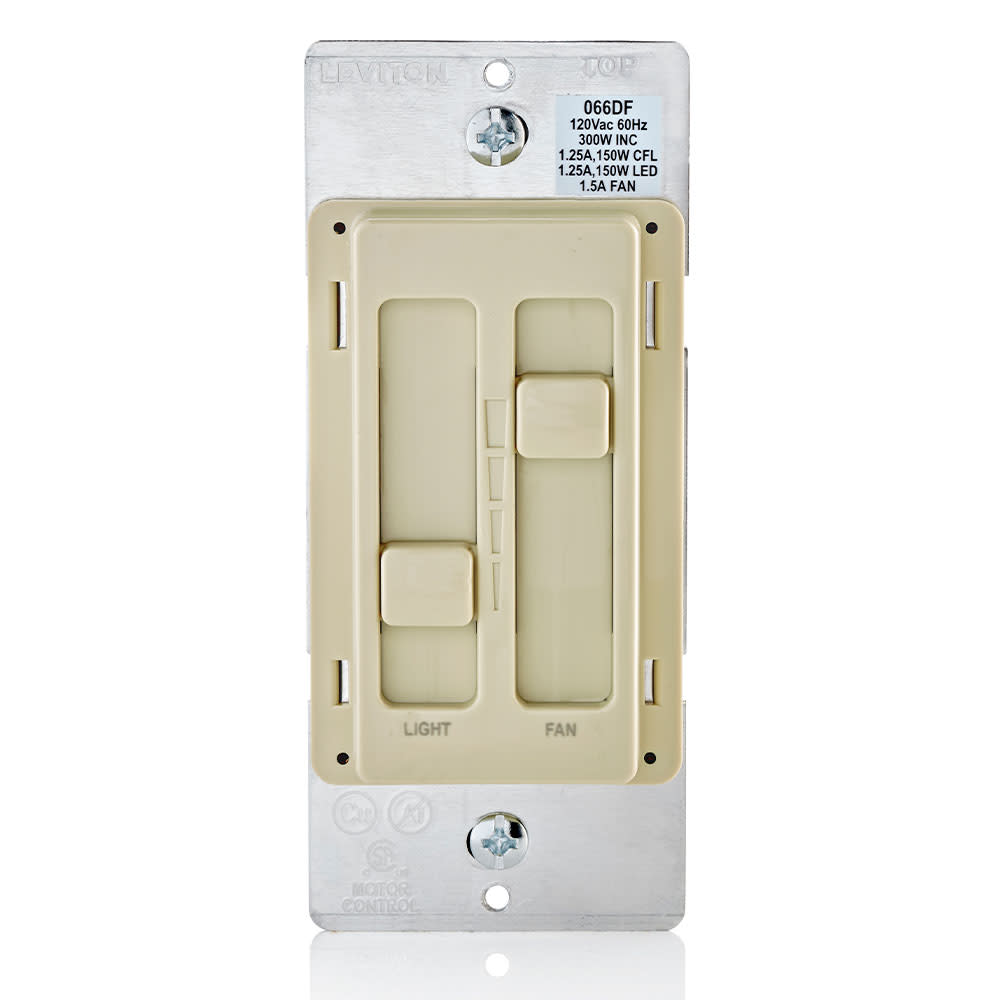 Leviton SureSlide Ivory Fan/LED Light Control Dimmer Slide Switch - Flockneti