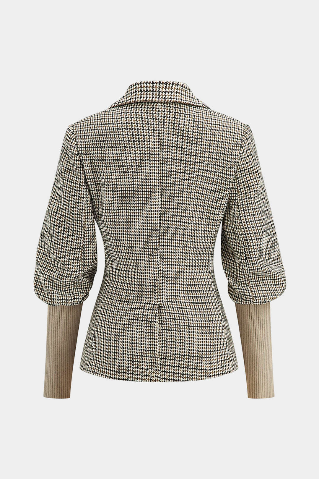 Plaid Print Notched Lapel Patchwork Fake Pockets Blazer - Flockneti