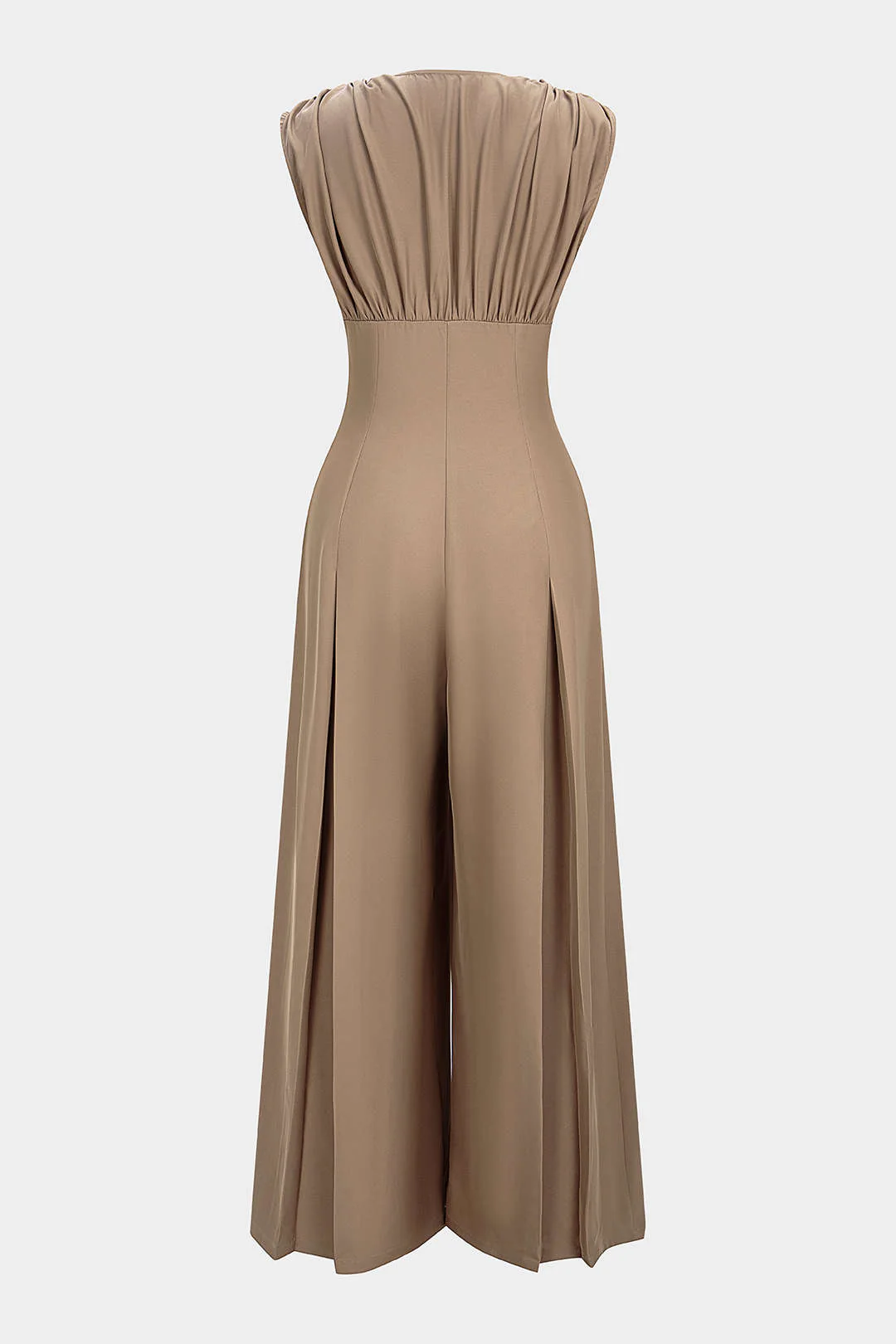 V-Neck Ruched Sleeveless Jumpsuit - Flockneti