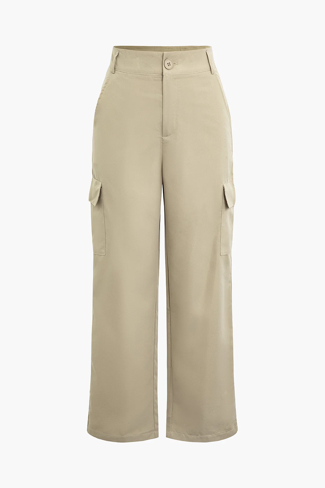 Solid Pocket High-Waisted Pants - Flockneti