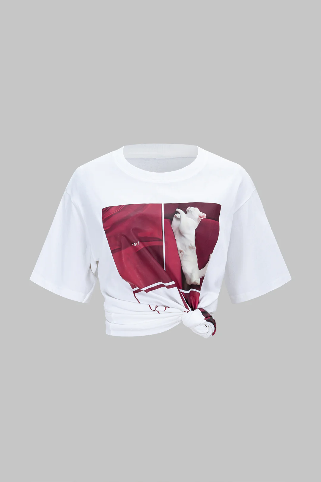 Geometric Print Round Neck Short Sleeve T-Shirt - Flockneti