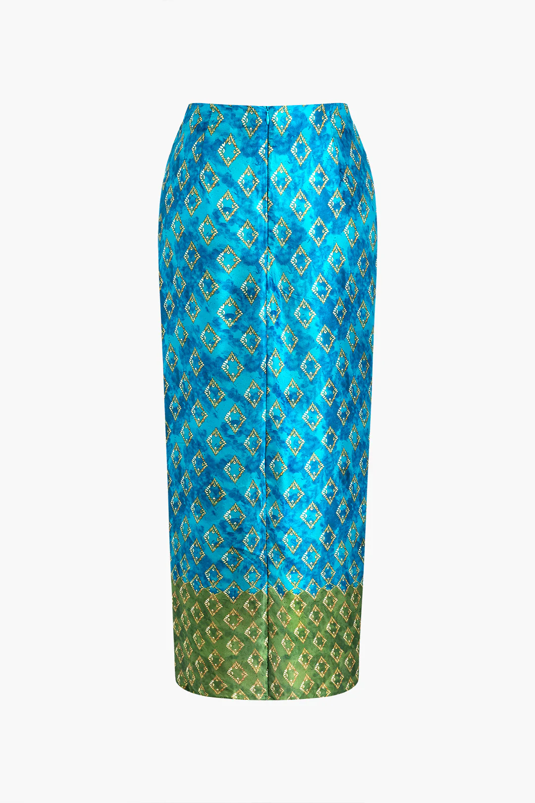 Geometric Print Contrast Twist Knot Split Skirt - Flockneti