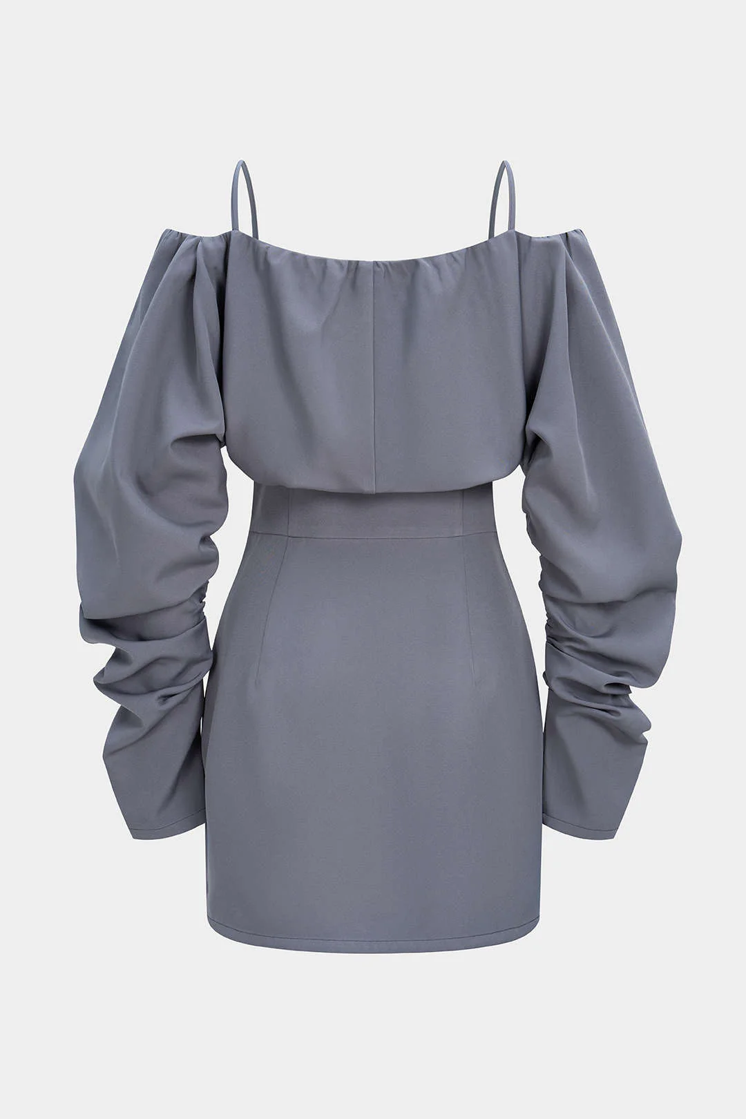 Off-Shoulder Ruched Long Sleeve Mini Dress - Flockneti
