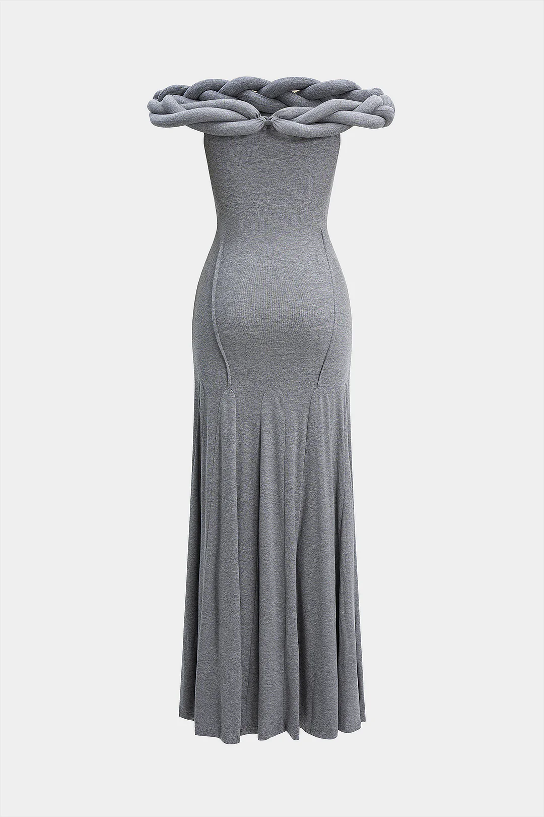 Off Shoulder Braided Ruched Maxi Dress - Flockneti