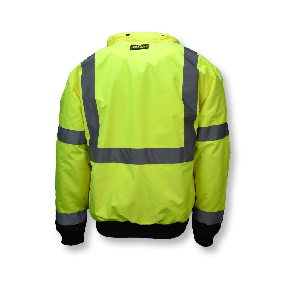 Radians Class 3 Two in One High Visibility Bomber Safety Jacket Green Black Bottom 3X - Flockneti