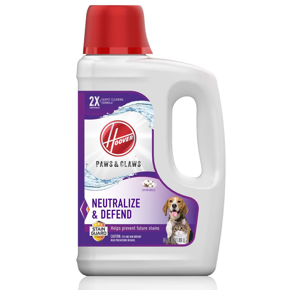 Hoover Residential Vacuum Paws & Claws Carpet Cleaner Solution Deep Cleaning Stainguard 64oz - Flockneti
