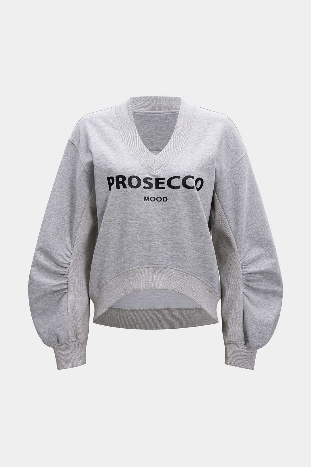 Letter Print Patchwork V-Neck Long Sleeve Sweatshirt - Flockneti