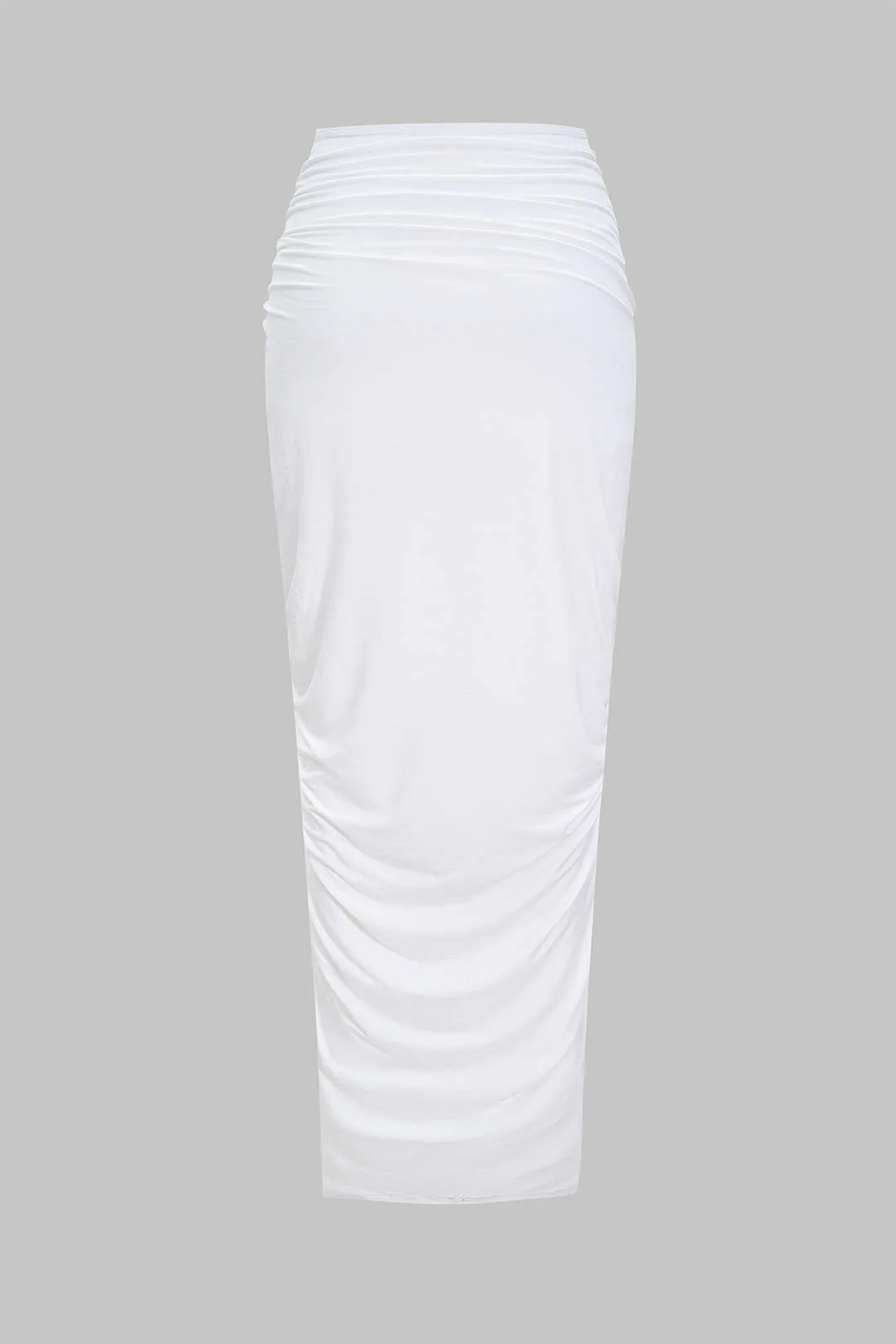 Asymmetrical Ruched Chain Side Slit Skirt - Flockneti