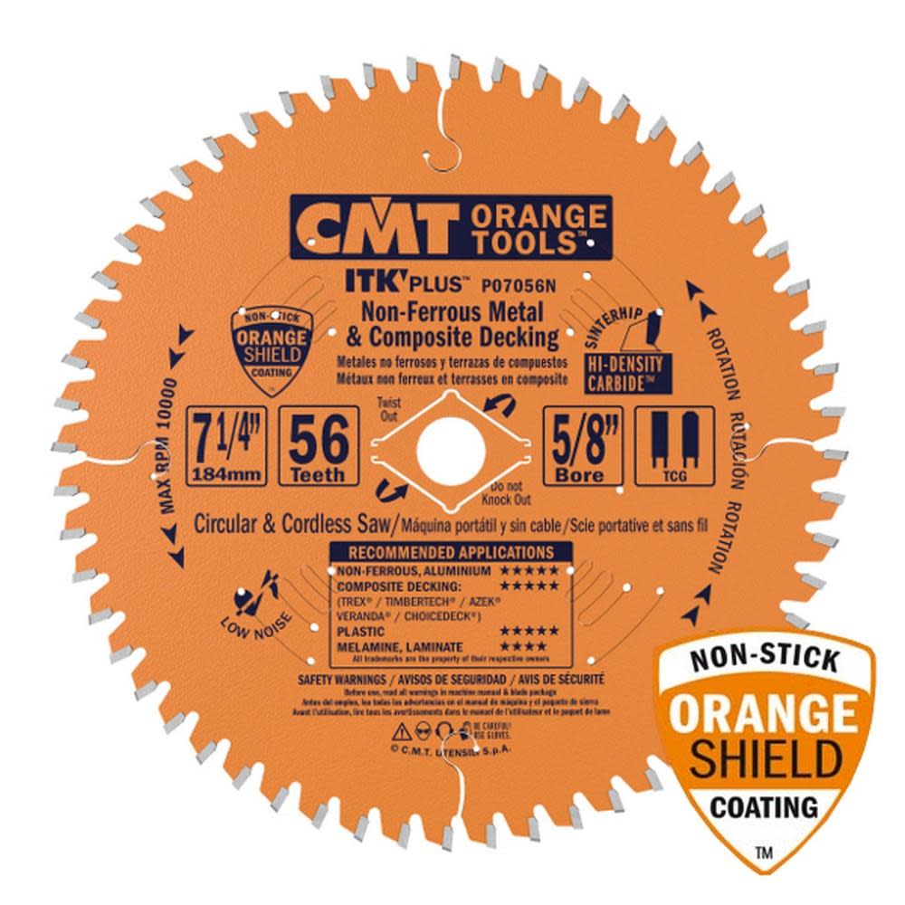 CMT 7-1/4In x 56Tooth ITK Plus for Non-Ferrous and Trex - Flockneti